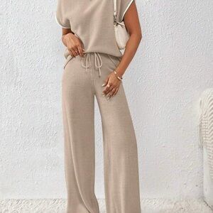 SHEIN Tan Wide Leg Pants & Jumpsuits